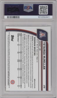 Tetairoa McMillan from the 2024 Bowman University Chrome set graded by PSA and given an overall grade of 10.