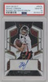 Drake London from the 2022 Panini Select set featuring a White Prizm parallel graded by PSA and given an overall grade of 10.