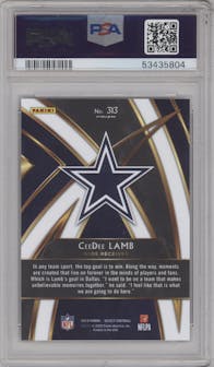 CeeDee Lamb from the 2019 Panini Select  set graded by PSA and given an overall grade of 10.