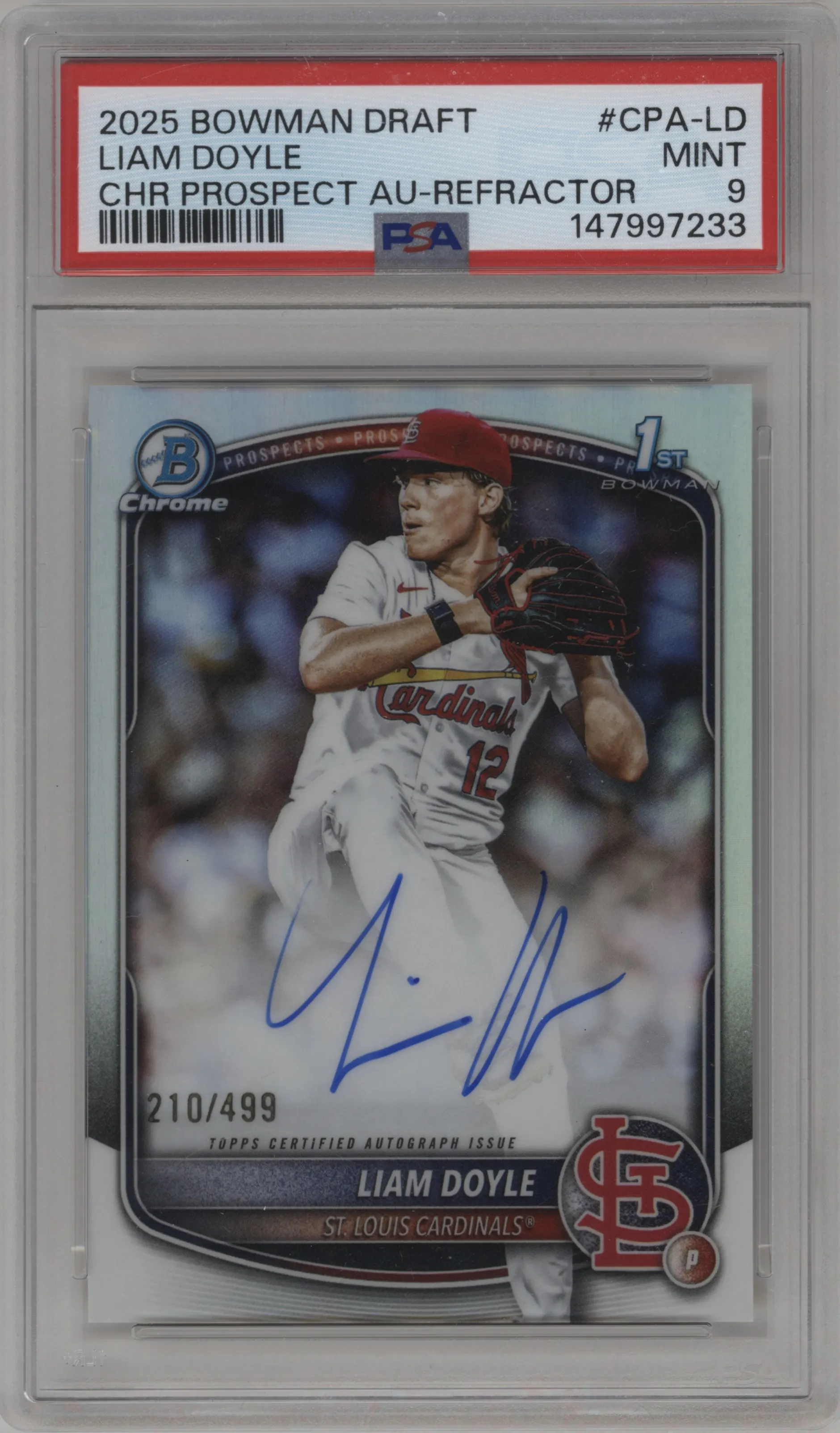 2025 Bowman Draft Chr.Pros.Auto Liam Doyle Refractor #CPA-LD PSA 9