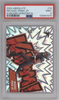 Michael Penix Jr. from the 2024 Panini Absolute set graded by PSA and given an overall grade of 9.