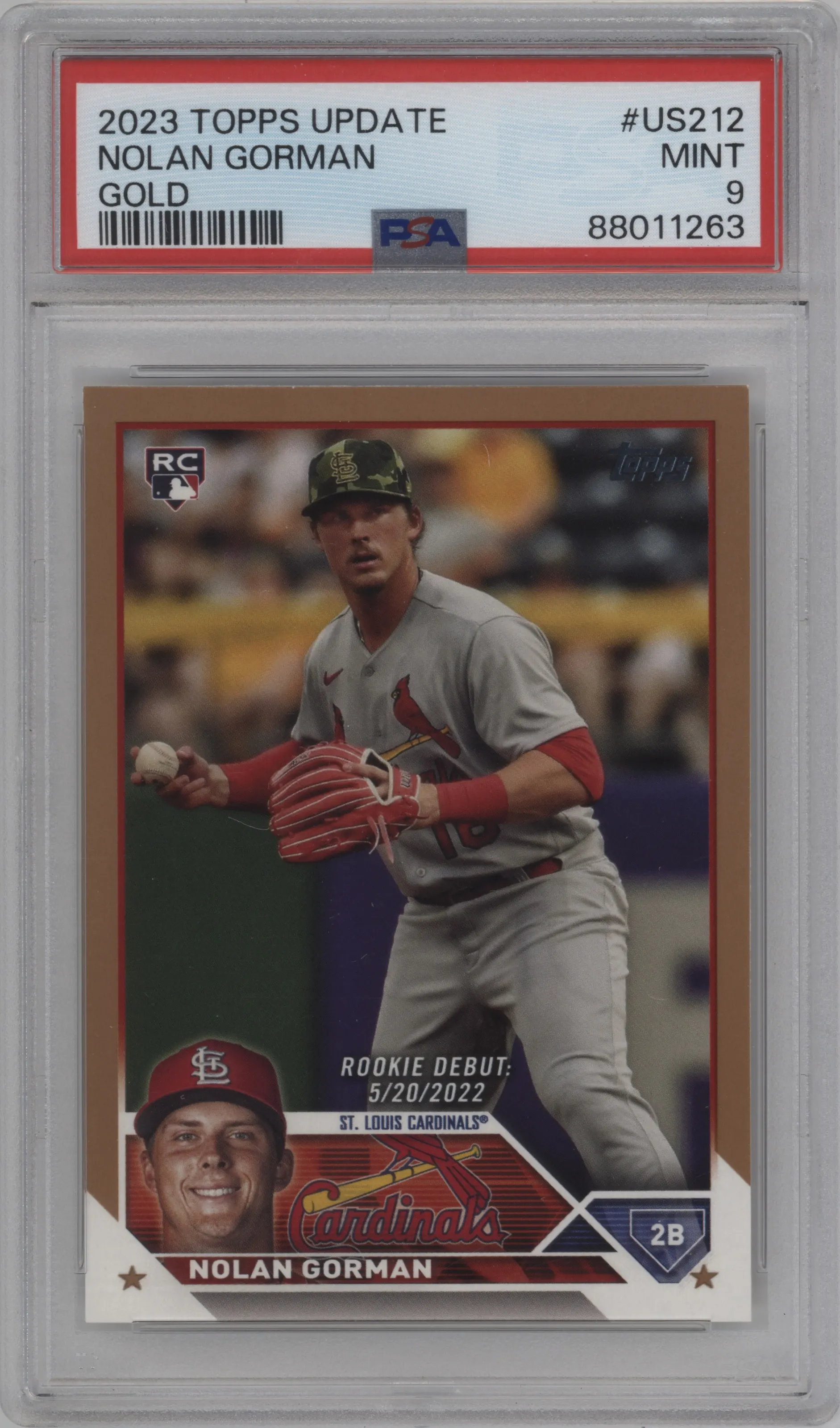 2023 Topps Update Nolan Gorman Gold #US212 PSA 9