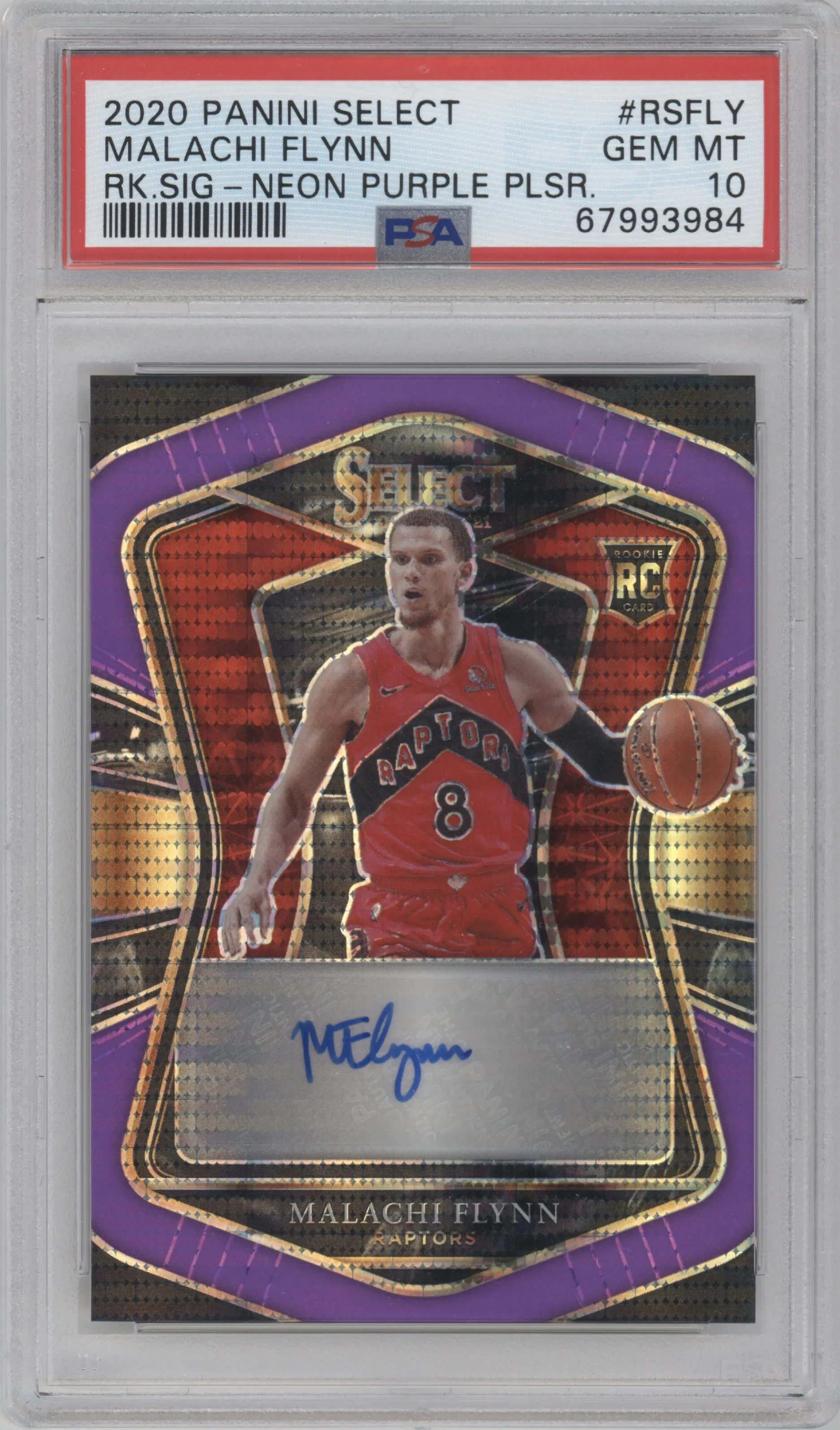 2020 Panini Select Rke.Sig. Malachi Flynn Neon Purple Pulsar FOTL #RS-FLY PSA 10