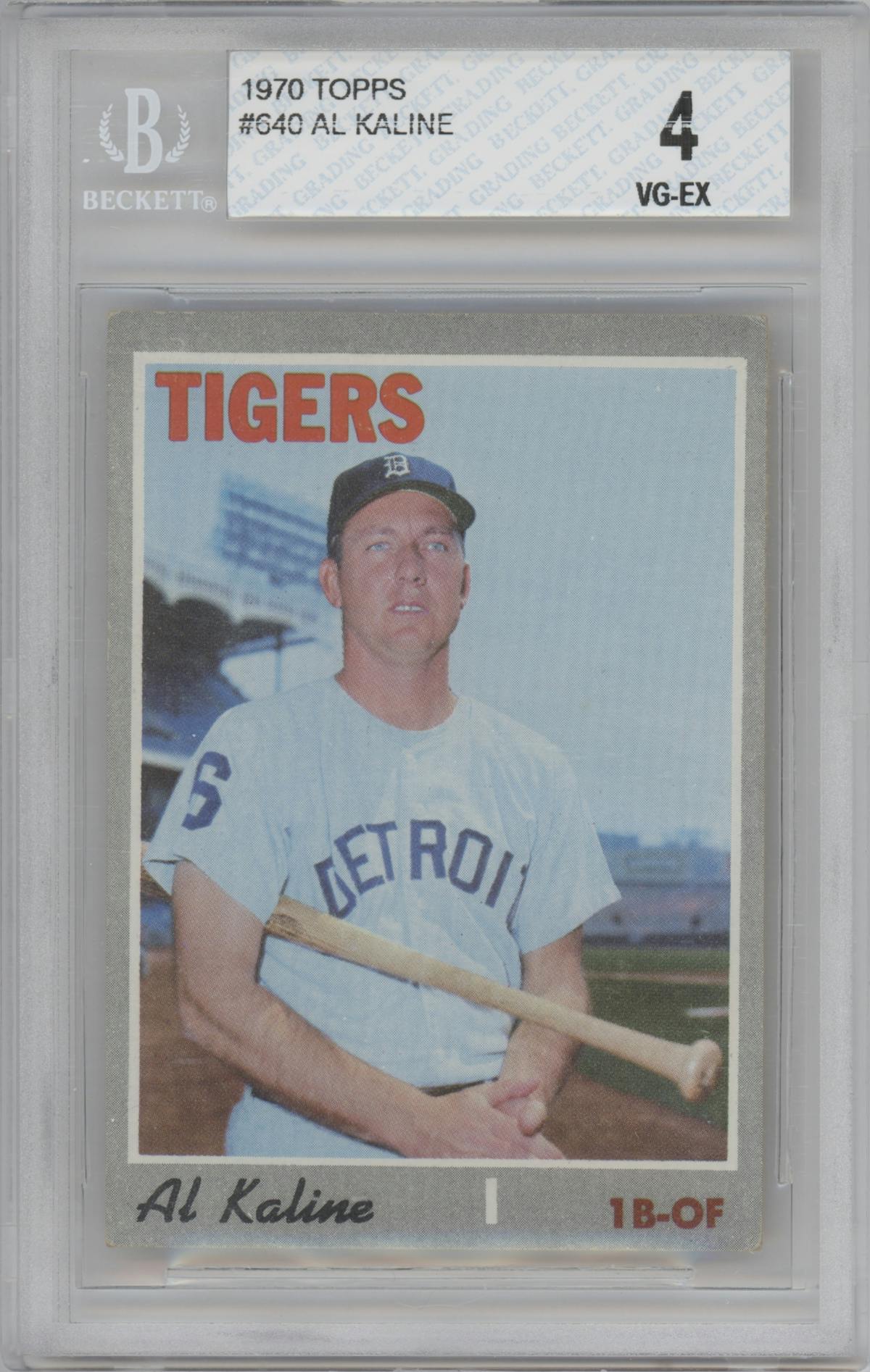 Al Kaline from the 1970 Topps set graded by Beckett and given an overall grade of 4.