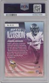 Jordan Addison from the 2023 Panini Contenders Optic set featuring a Gold parallel graded by PSA and given an overall grade of 9.