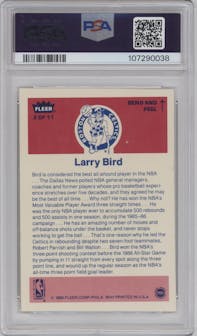 Larry Bird from the 1986-87 Fleer set graded by PSA and given an overall grade of 8.