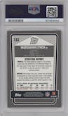 Marshawn Lynch from the 2007 Topps Draft Picks & Prospects set featuring a Chrome Black parallel graded by PSA and given an overall grade of 10.