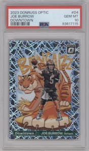 Joe Burrow from the 2023 Donruss Optic set graded by PSA and given an overall grade of 10.
