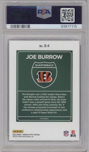 Joe Burrow from the 2023 Donruss Optic set graded by PSA and given an overall grade of 10.