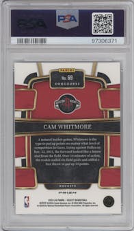 Cam Whitmore from the 2023-24 Panini Select  set featuring a Zebra parallel graded by PSA and given an overall grade of 9.