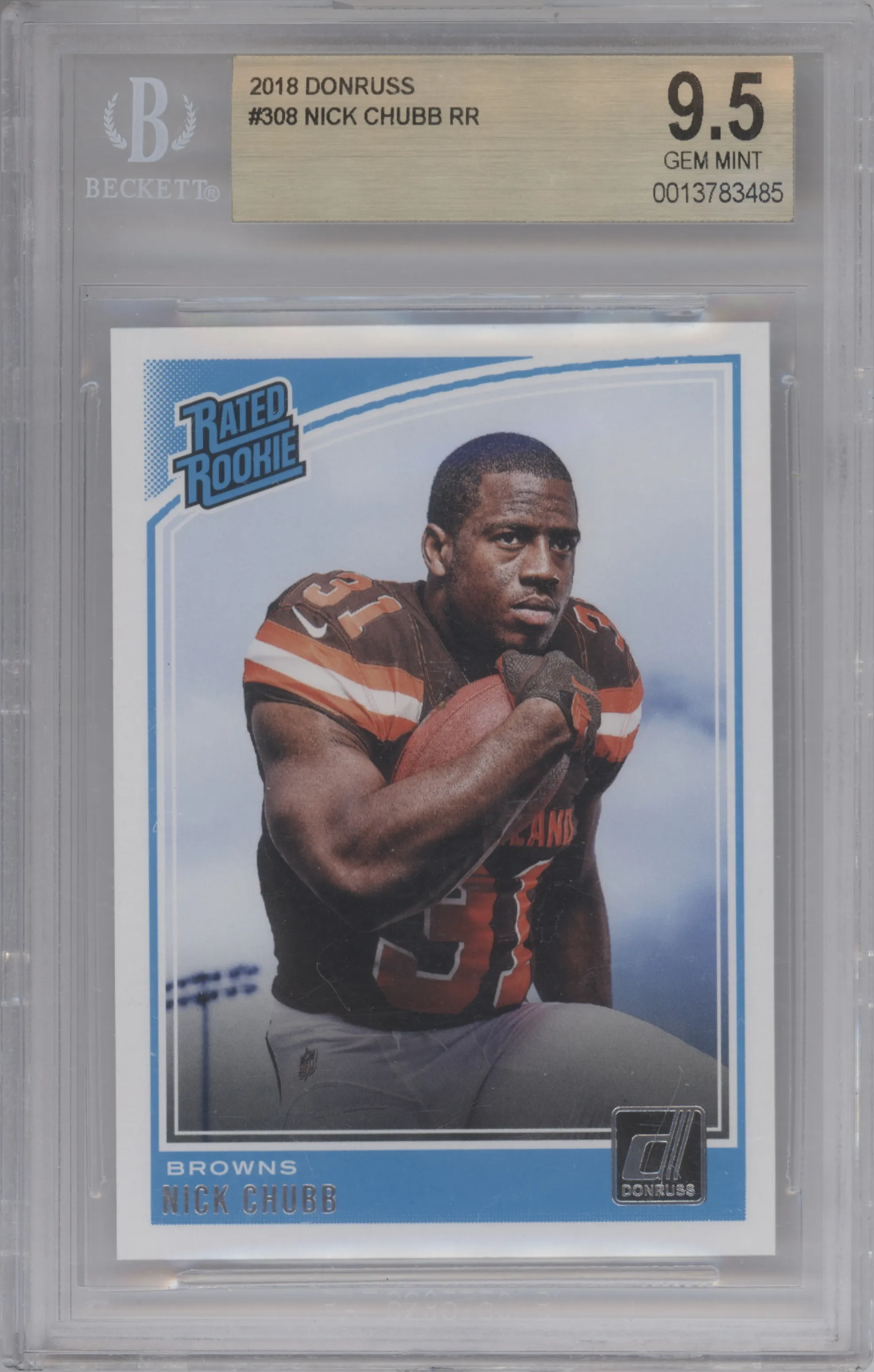 2018 Panini Donruss Rated Rookie Nick Chubb #308 BGS 9.5
