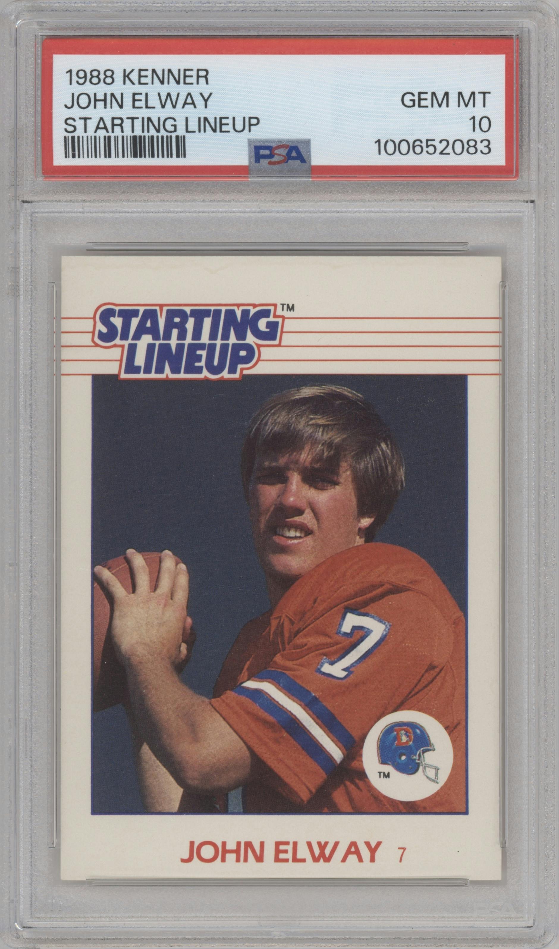 John Elway from the 1988 Kenner Starting Lineup set graded by PSA and given an overall grade of 10.