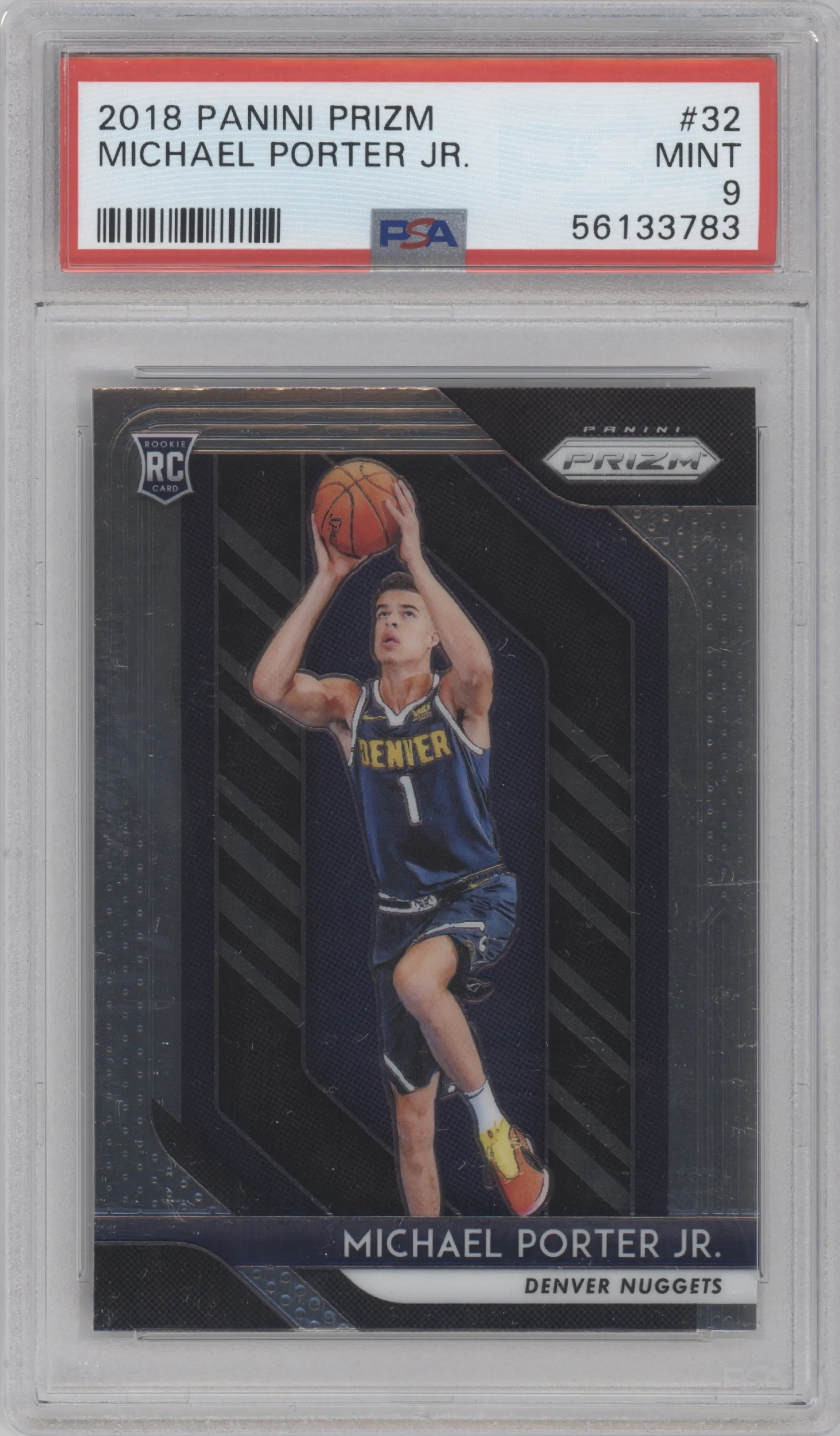 Michael Porter Jr. from the 2018-19 Panini Prizm set graded by PSA and given an overall grade of 9.