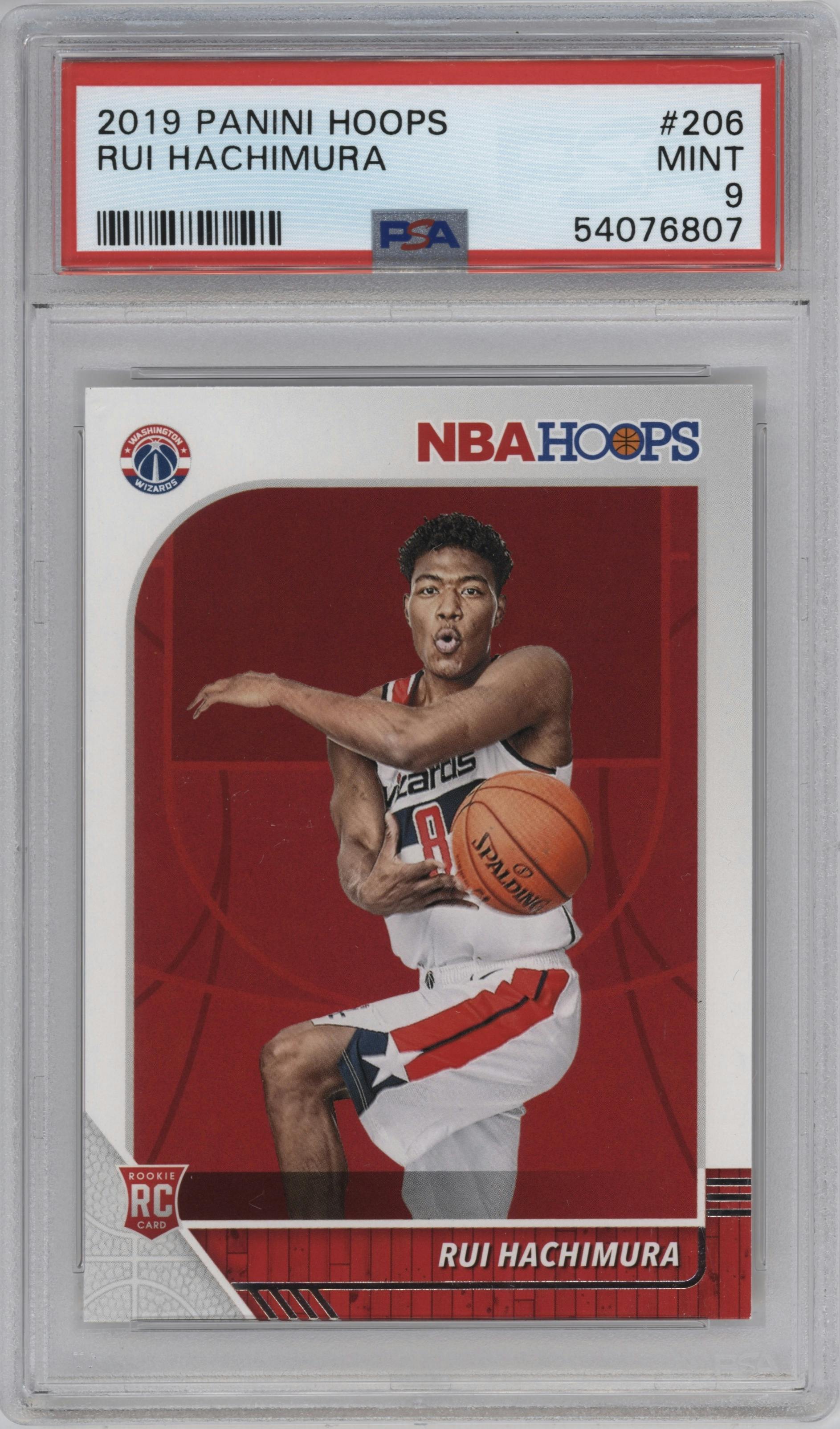 Rui Hachimura from the 2019-20 Panini NBA Hoops set graded by PSA and given an overall grade of 9.