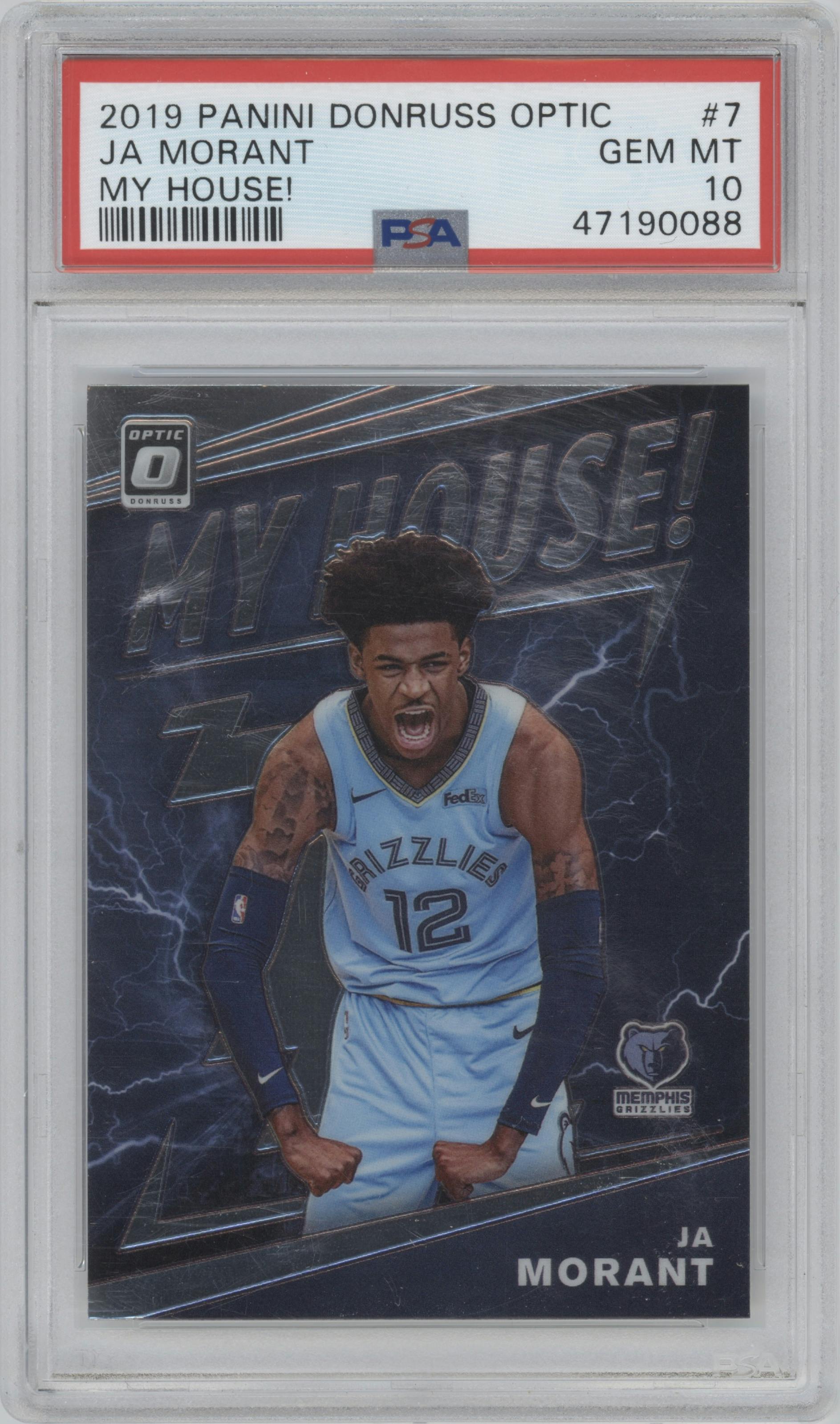 Ja Morant from the 2019-20 Panini Donruss Optic set graded by PSA and given an overall grade of 10.