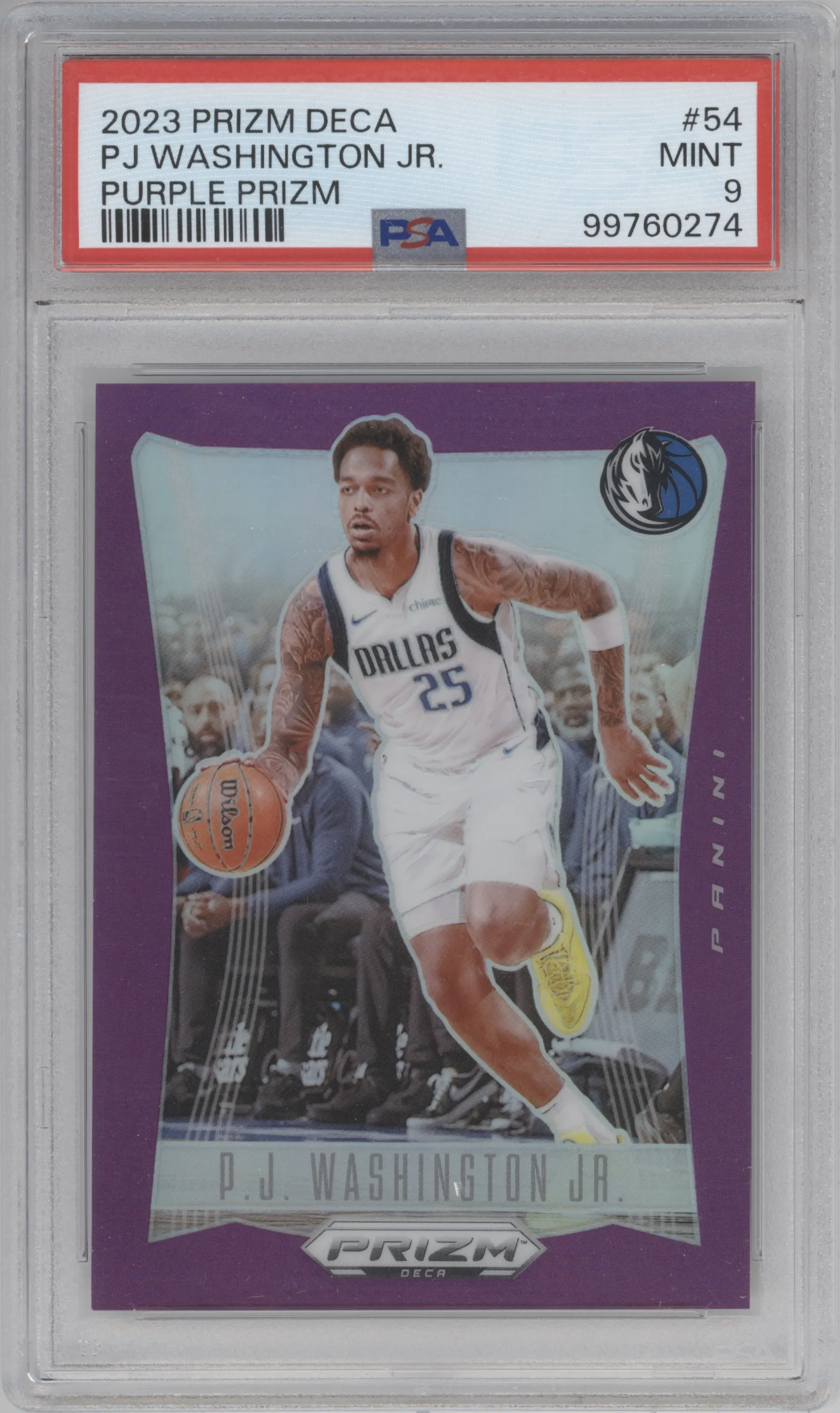 2023 Panini Prizm Deca P.J. Washington Jr. Purple Prizm #54 PSA 9