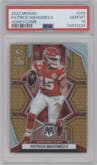 Patrick Mahomes II from the 2022 Panini Mosaic set featuring a Honeycomb parallel graded by PSA and given an overall grade of 10.