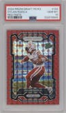 Dylan Raiola from the 2024 Panini Prizm Draft Picks set featuring a Red Finite parallel graded by PSA and given an overall grade of 10.