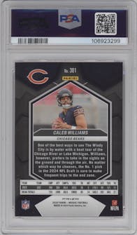 Caleb Williams from the 2024 Panini Mosaic set featuring a Pink Camo parallel graded by PSA and given an overall grade of 10.