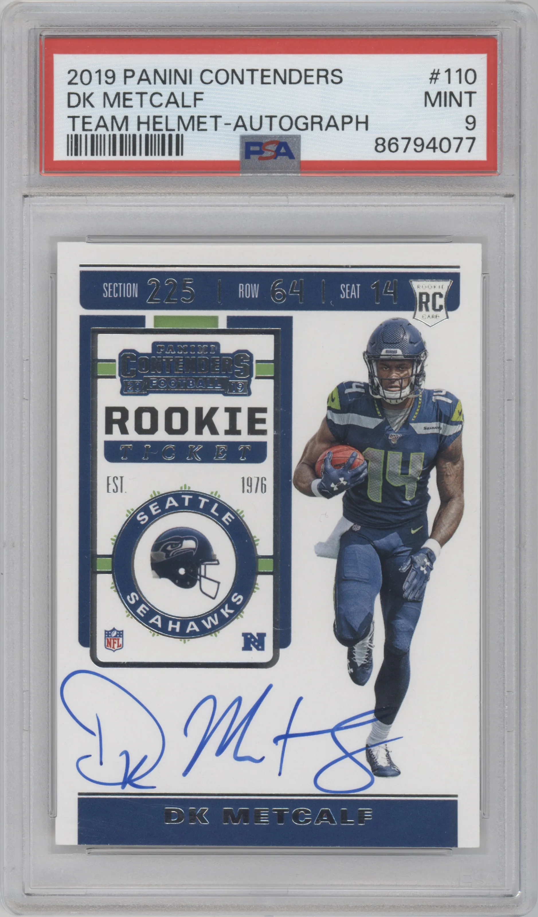 2019 Panini Contenders Rke.Tkt.RPS DK Metcalf #110 PSA 9