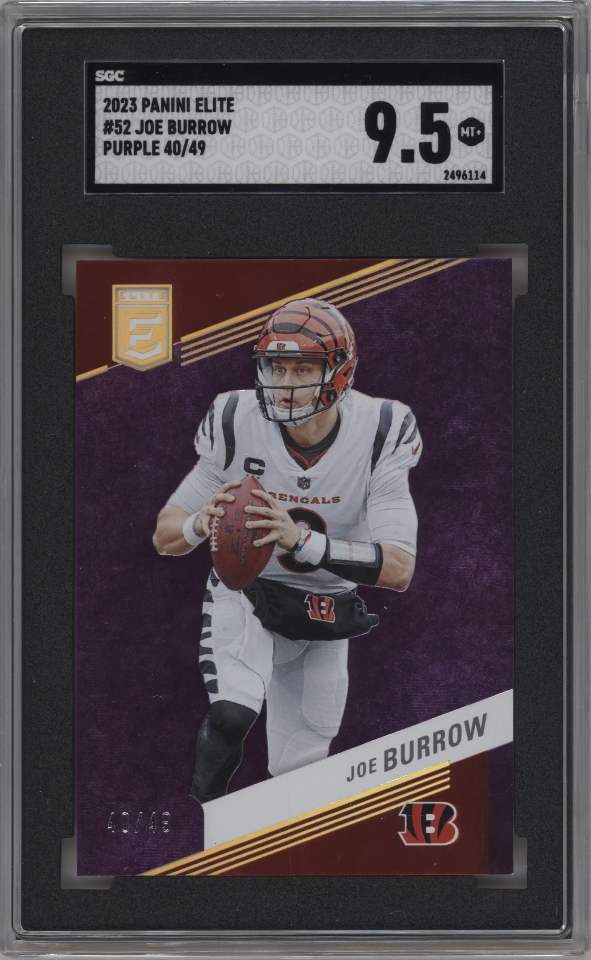 2023 Donruss Elite Joe Burrow Purple SGC 9.5