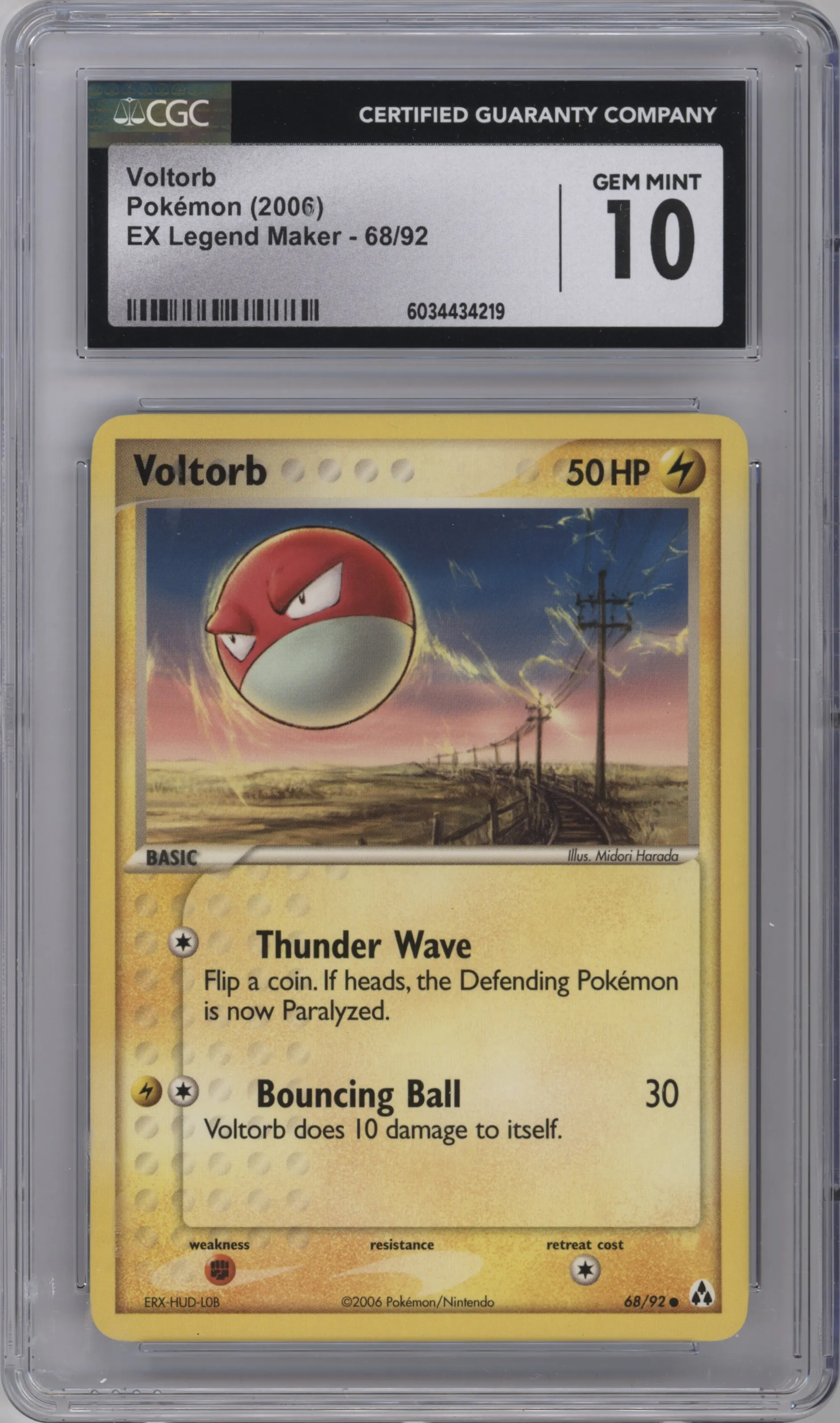 2006 Pokemon EX Legend Maker Voltorb CGC 10