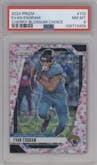 Evan Engram from the 2024 Panini Prizm set featuring a Choice Cherry Blossom Prizm parallel graded by PSA and given an overall grade of 8.