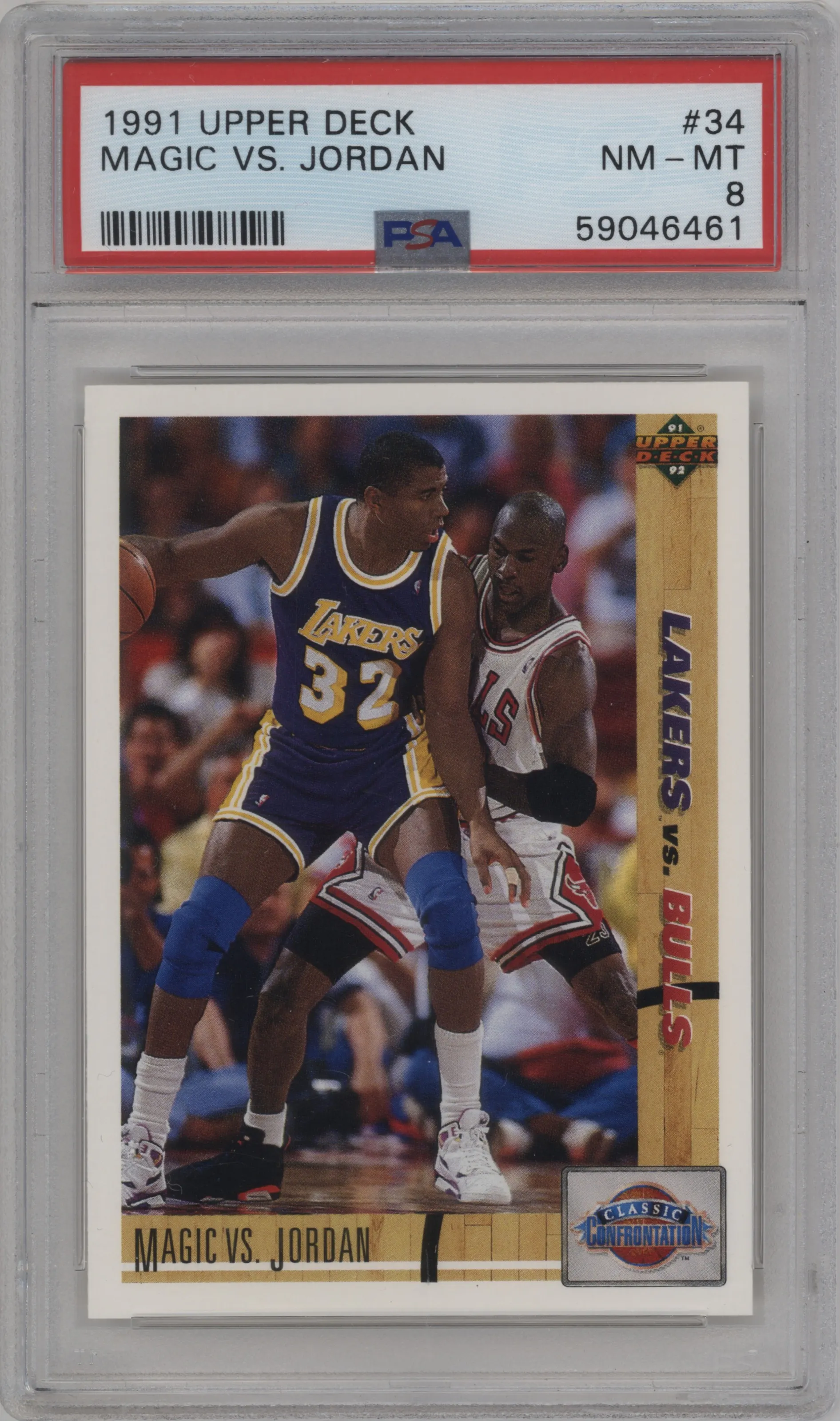 1991 Upper Deck Magic Johnson/Michael Jordan PSA 8
