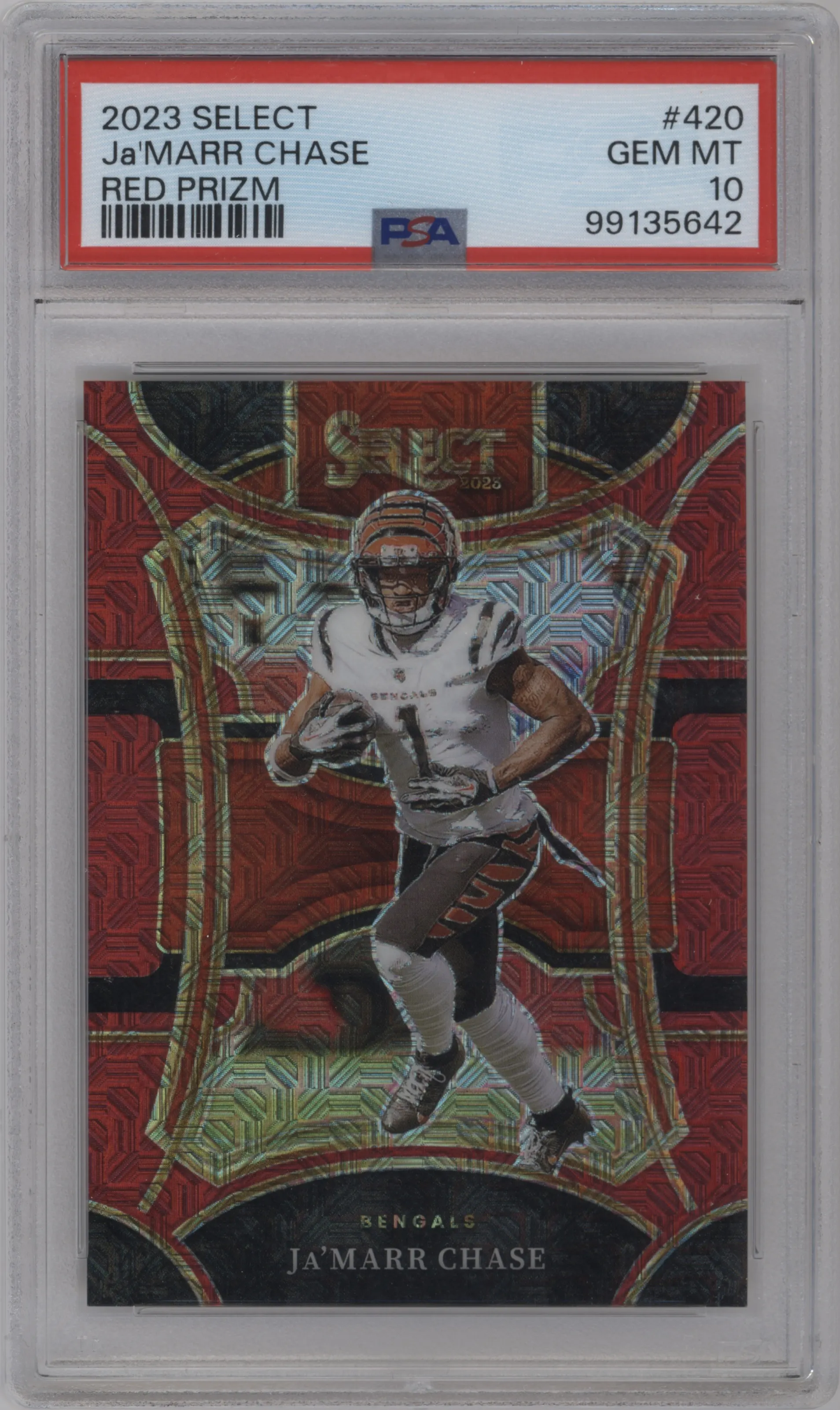 2023 Panini Select Suite Lvl. Ja'Marr Chase Red Prizm PSA 10