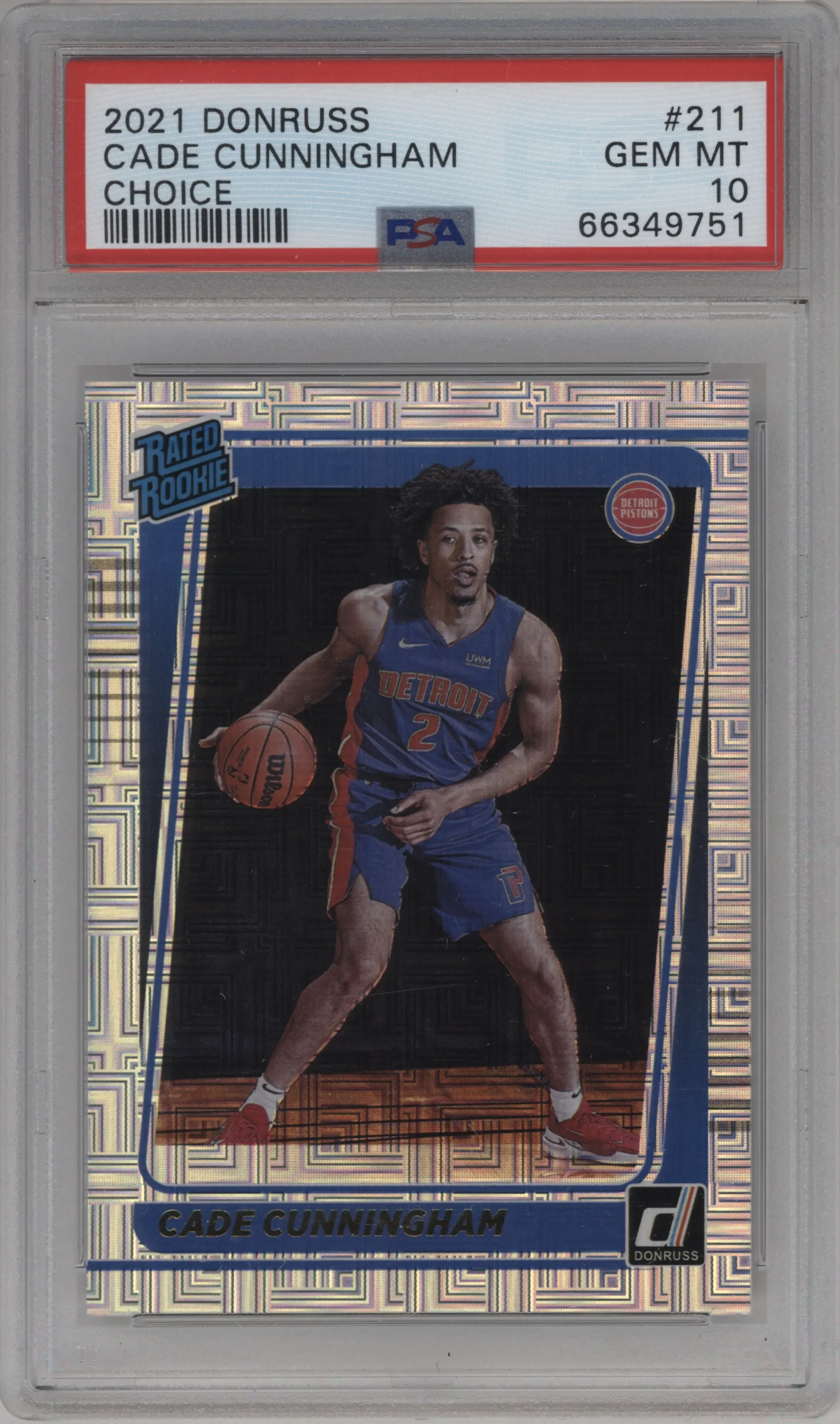 2021 Panini Donruss Rated Rookie Cade Cunningham Choice #211 PSA 10