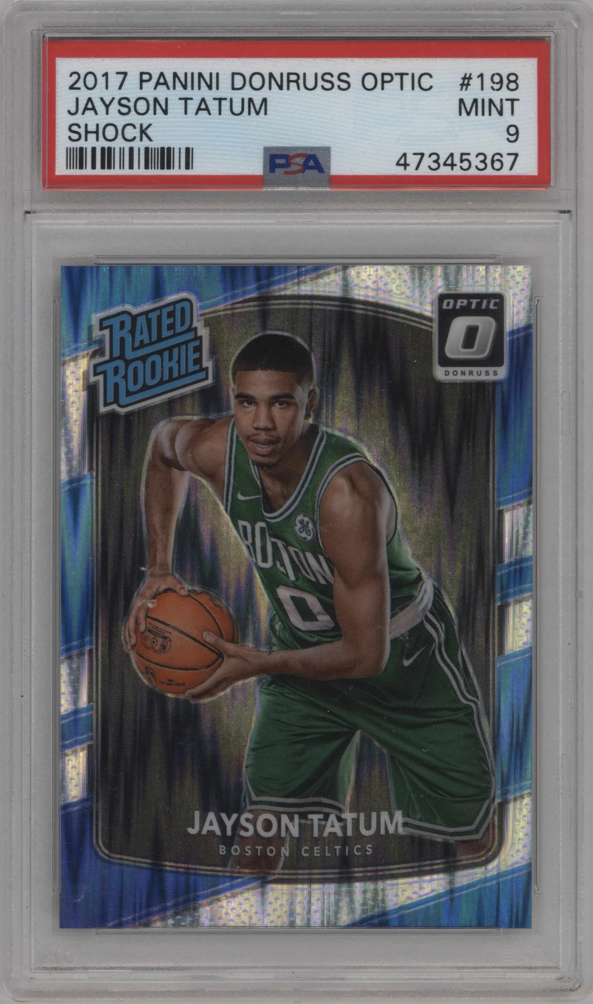 2017 Panini Donruss Optic Rated Rookie Jayson Tatum Shock PSA 9