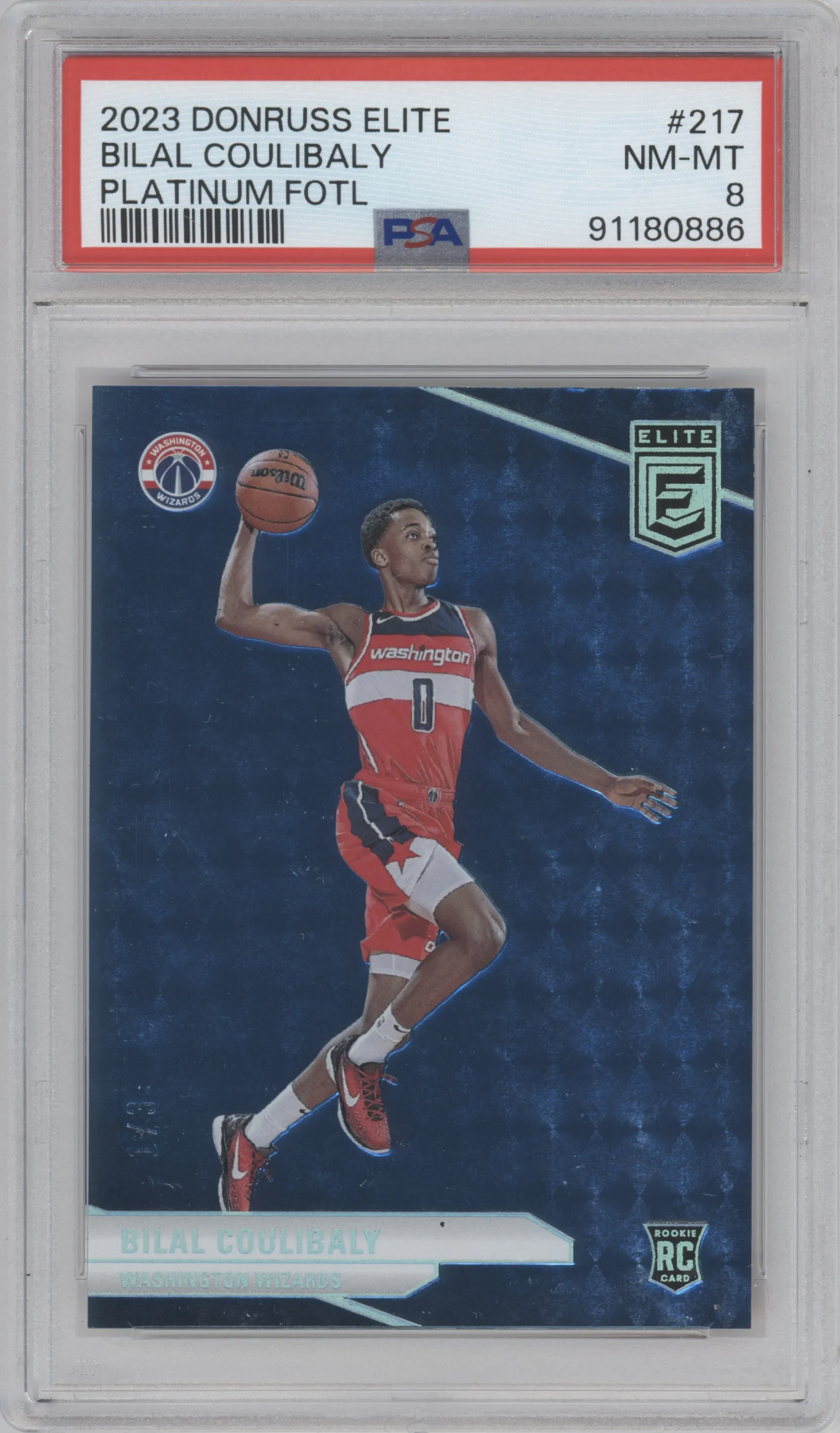 2023 Panini Donruss Elite Bilal Coulibaly Platinum FOTL #217 PSA 8