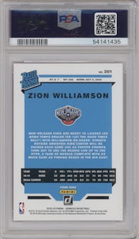 Zion Williamson from the 2019-20 Panini Donruss set featuring a Pink Laser parallel graded by PSA and given an overall grade of 10.