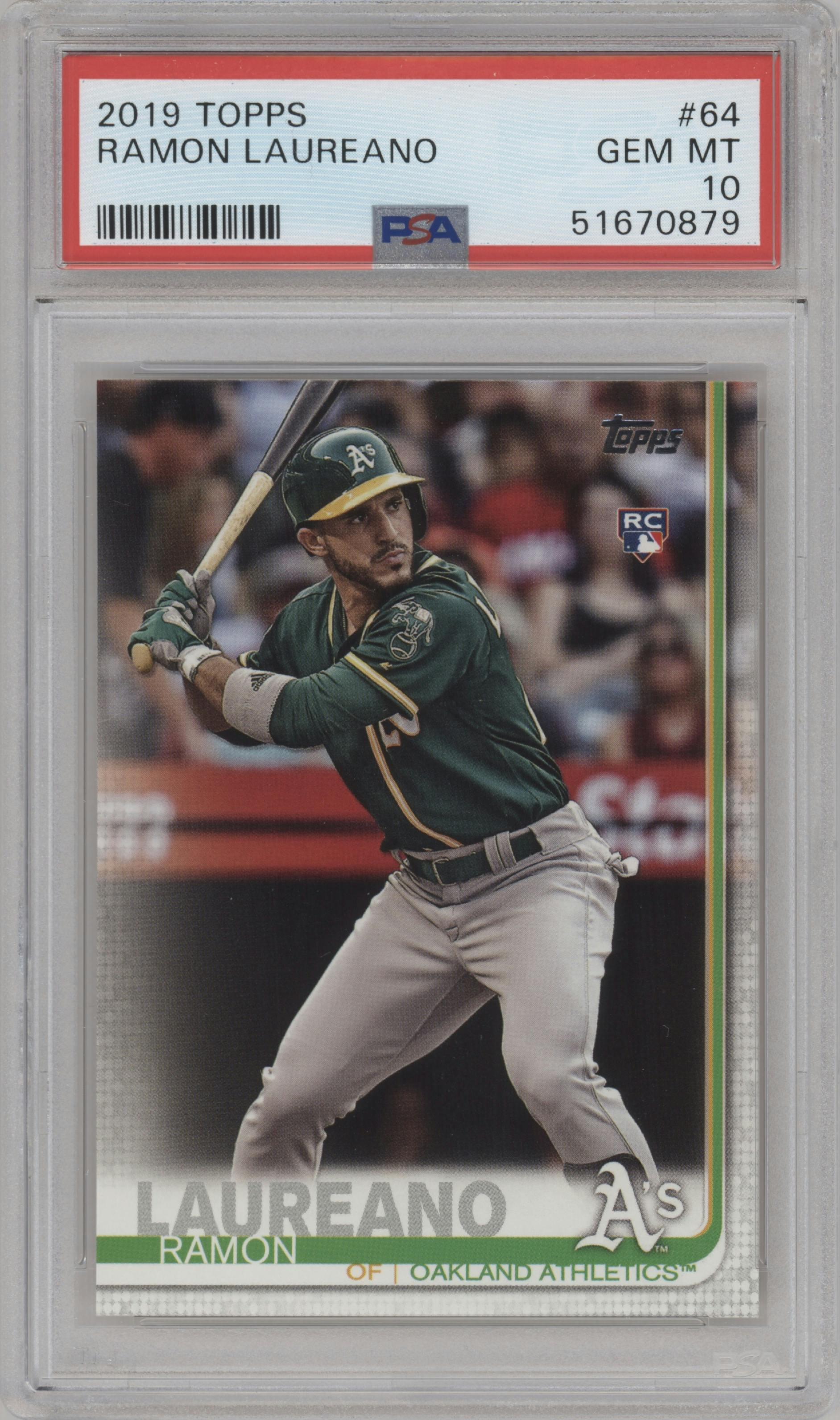 Ramon Laureano from the 2019 Topps Series 1 set graded by PSA and given an overall grade of 10.