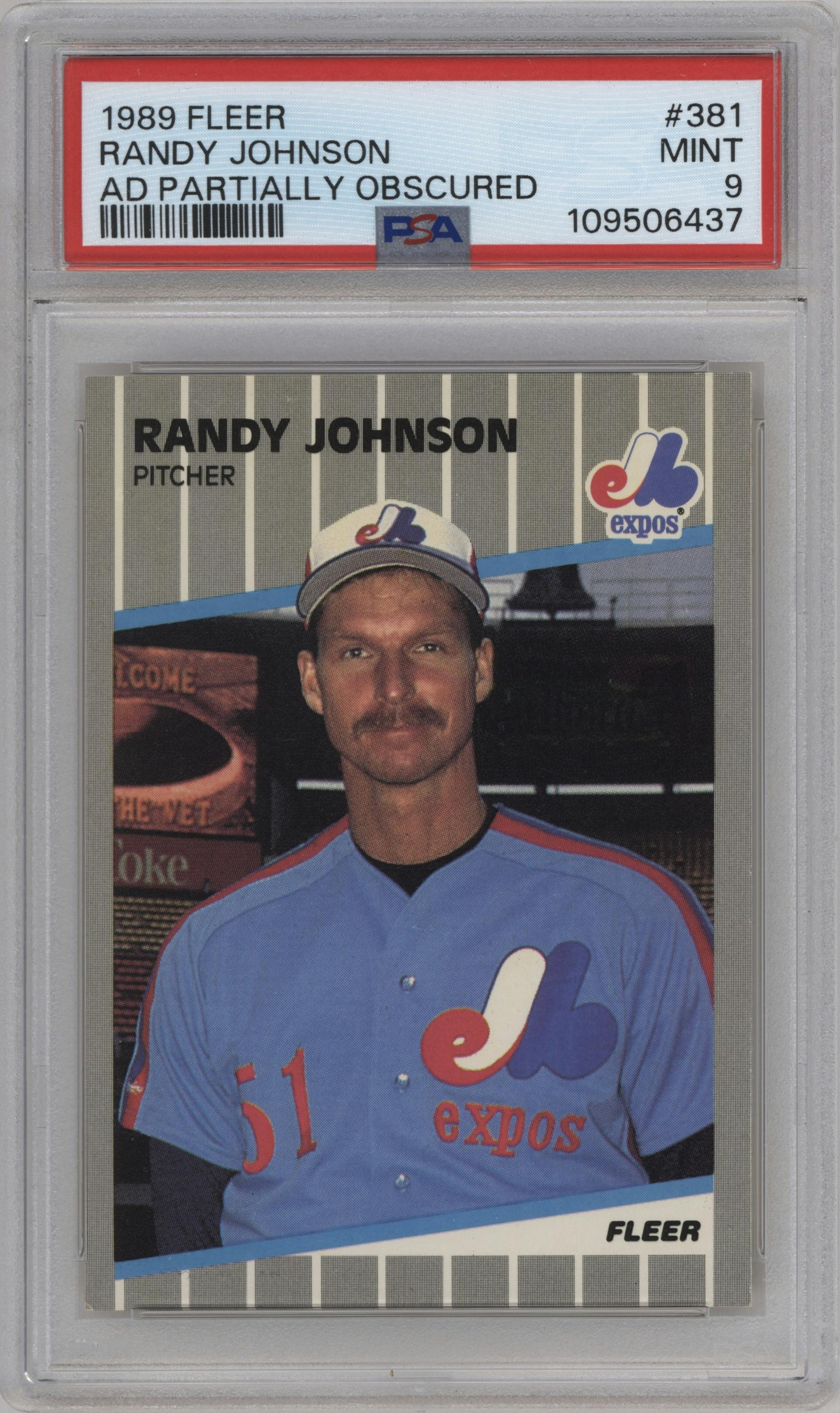 Randy Johnson from the 1989 Fleer set featuring a Variation parallel graded by PSA and given an overall grade of 9.