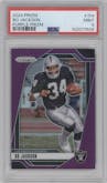 Bo Jackson from the 2024 Panini Prizm set featuring a Purple Prizm parallel graded by PSA and given an overall grade of 9.