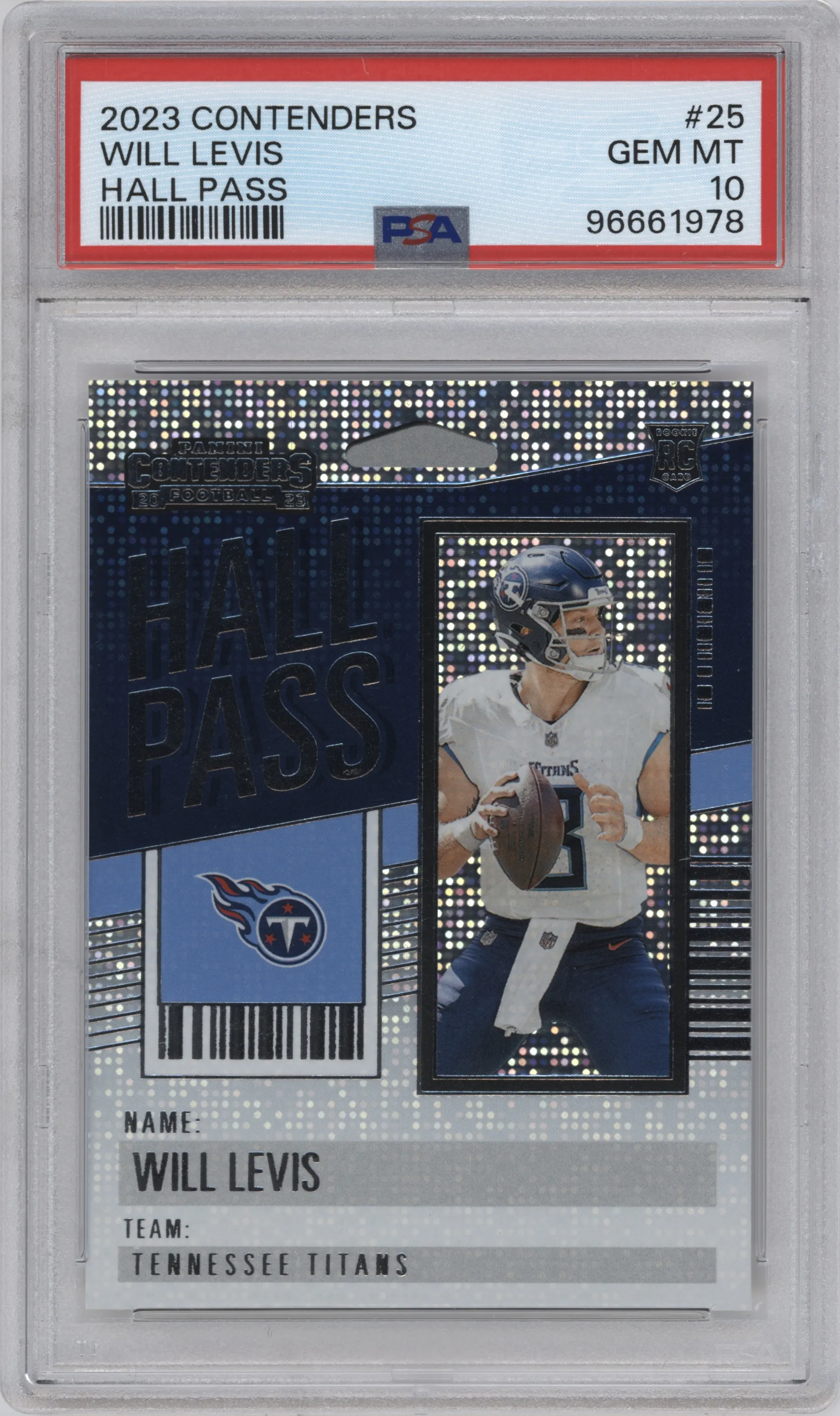 2023 Panini Contenders Hall Pass Will Levis #25 PSA 10