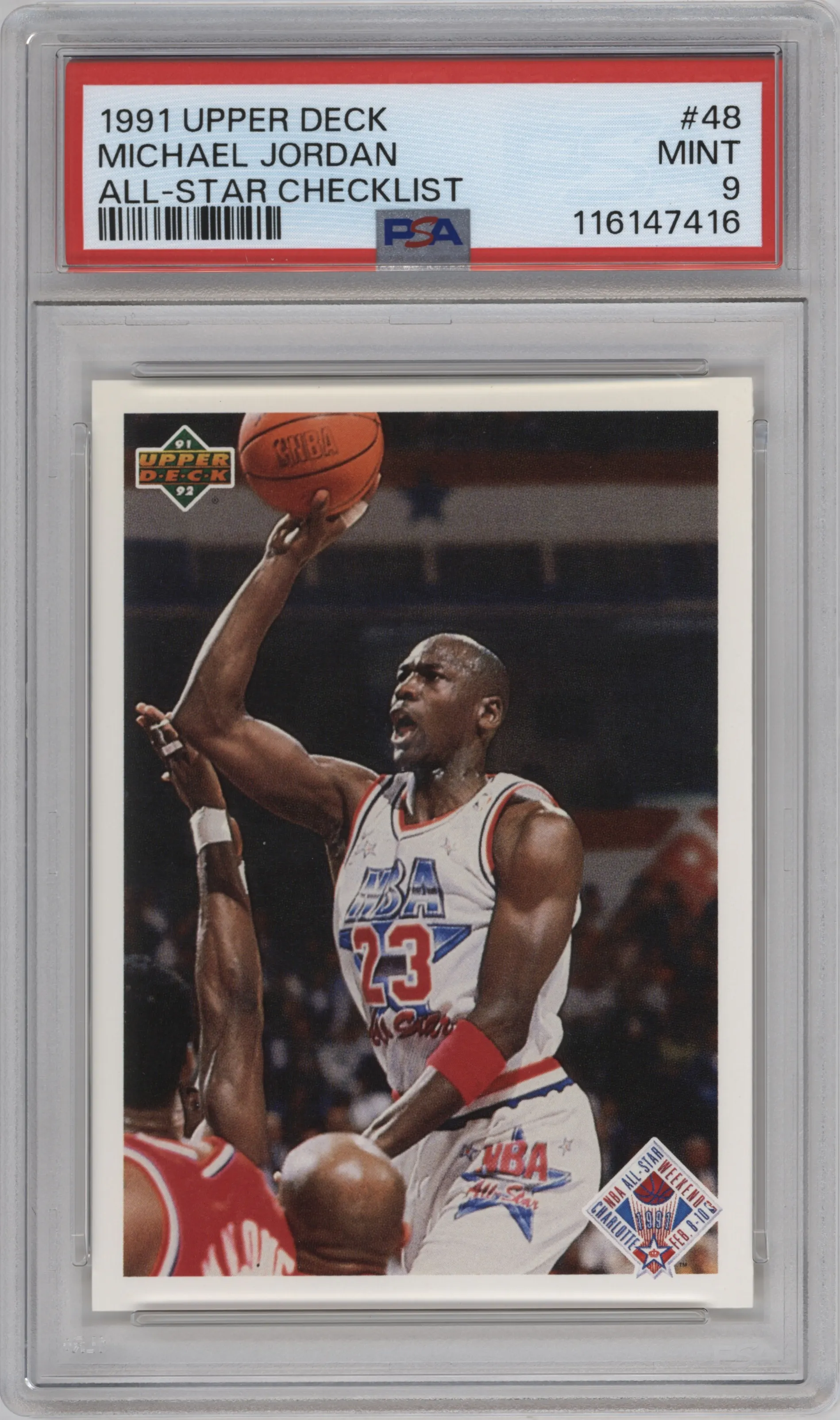 Michael Jordan from the 1991-92 Upper Deck set graded by PSA and given an overall grade of 9.