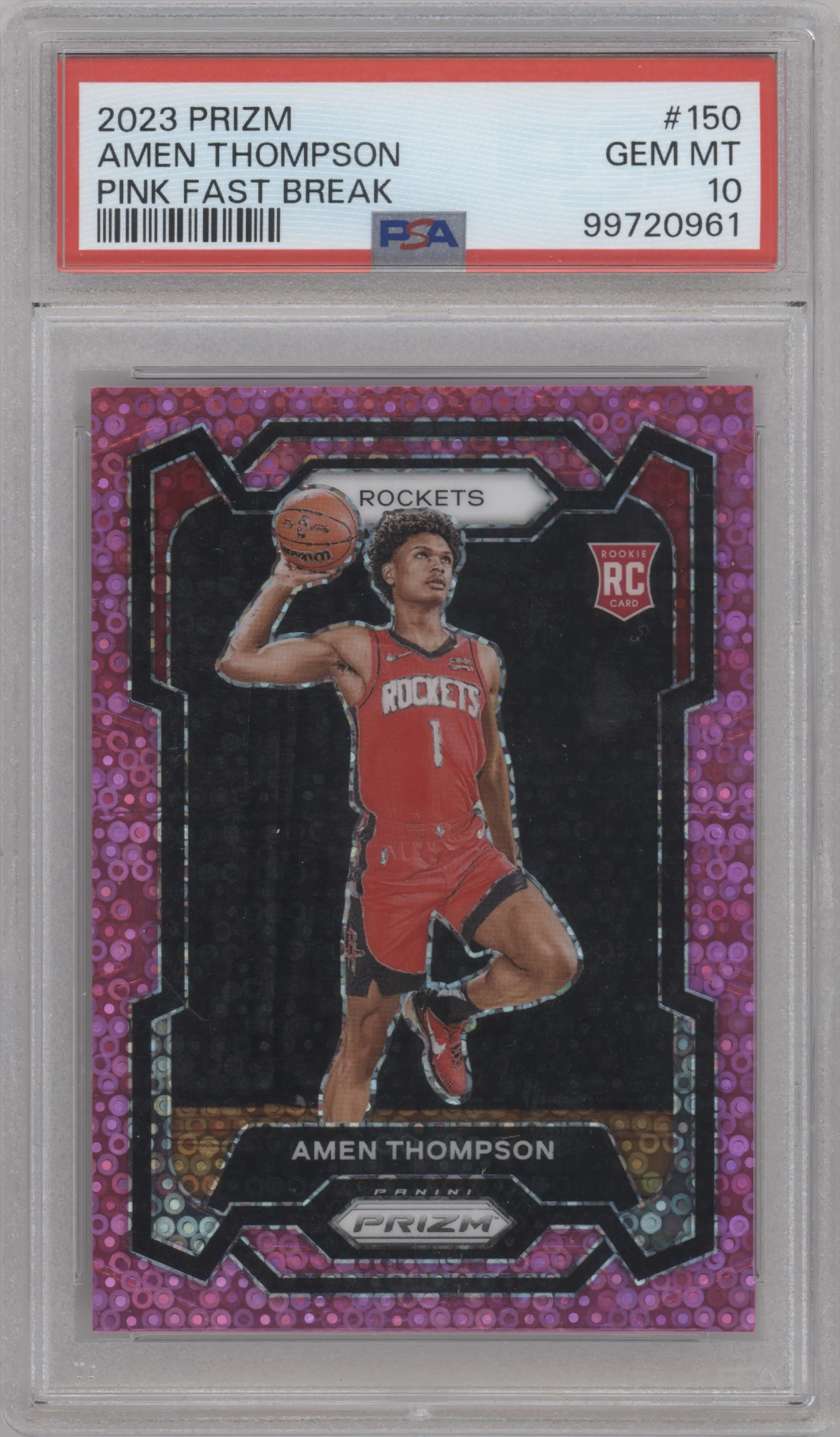 2023 Panini Prizm Amen Thompson Fast Break Pink #150 PSA 10