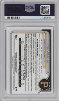 Paul Skenes from the 2024 Bowman Mega Box set graded by PSA and given an overall grade of 10.