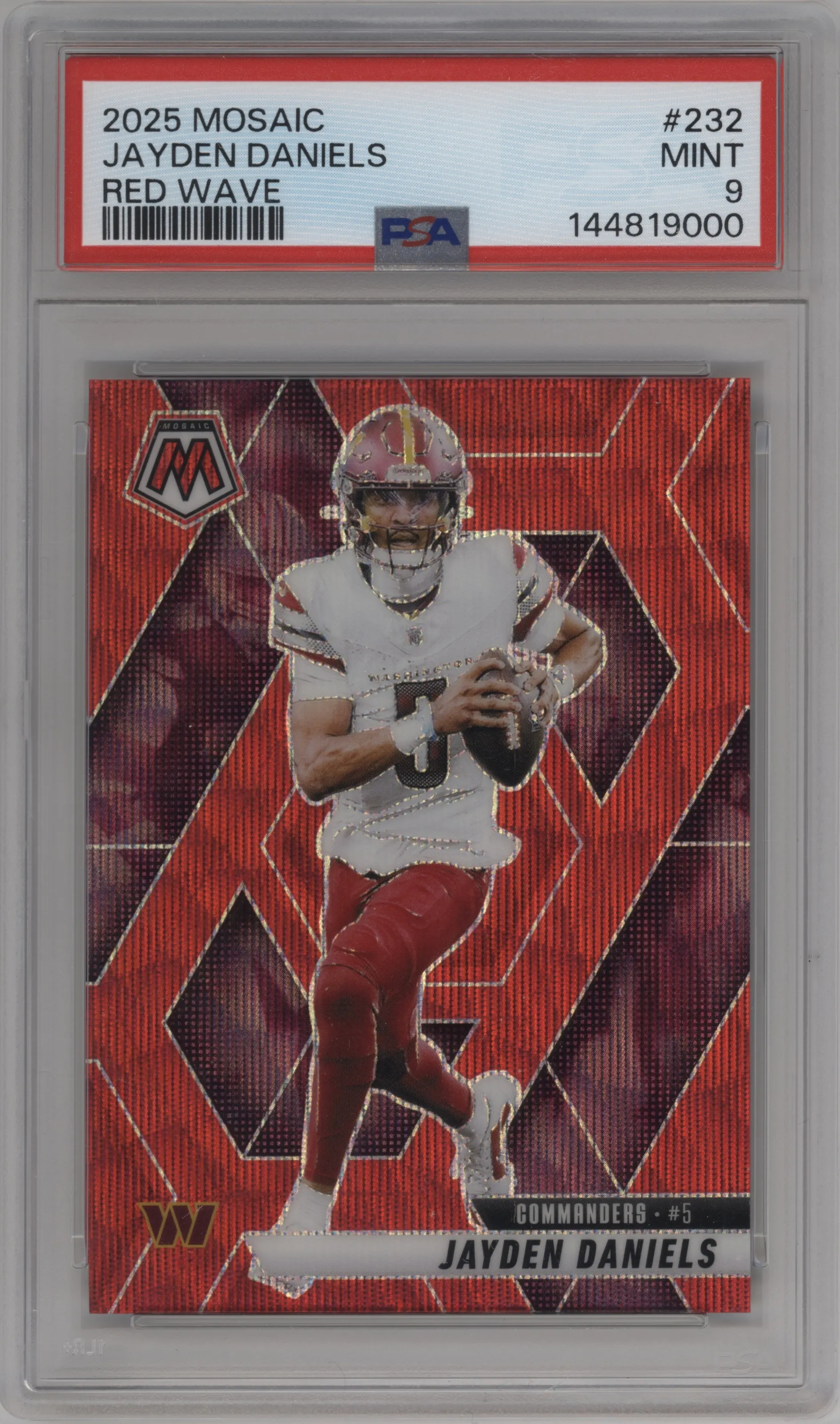 2025 Panini Mosaic Jayden Daniels Red Wave #232 PSA 9