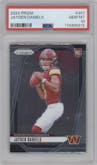 Jayden Daniels from the 2024 Panini Prizm set graded by PSA and given an overall grade of 10.