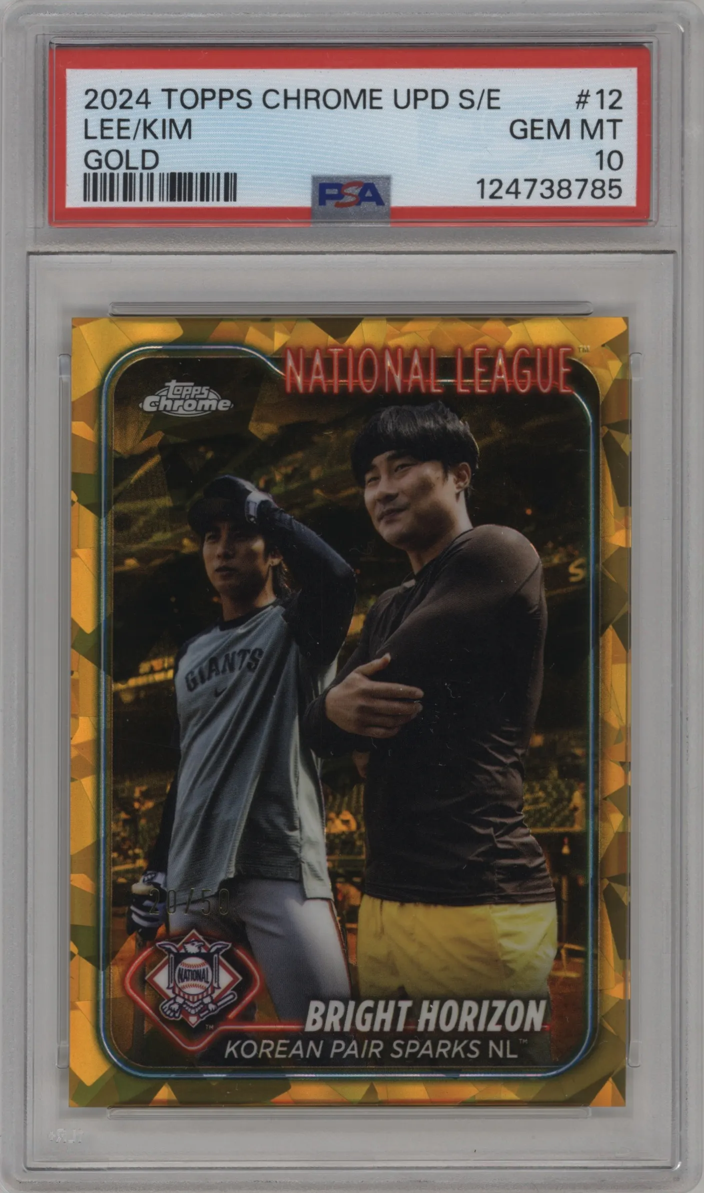 2024 Topps Chrome Update Sapphire Edition Ha-Seong Kim/Jung Hoo Lee Gold Sapphire Refractor PSA 10