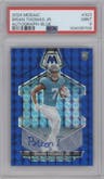 Brian Thomas Jr. from the 2024 Panini Mosaic set featuring a Blue Mosaic parallel graded by PSA and given an overall grade of 9.