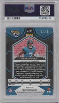 Brian Thomas Jr. from the 2024 Panini Mosaic set featuring a Blue Mosaic parallel graded by PSA and given an overall grade of 9.
