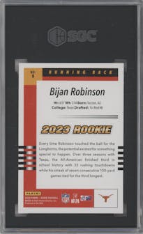 Bijan Robinson from the 2023 Panini Score set graded by SGC and given an overall grade of 10.