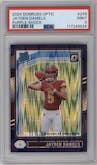 Jayden Daniels from the 2024 Donruss Optic set featuring a Purple Shock parallel graded by PSA and given an overall grade of 9.