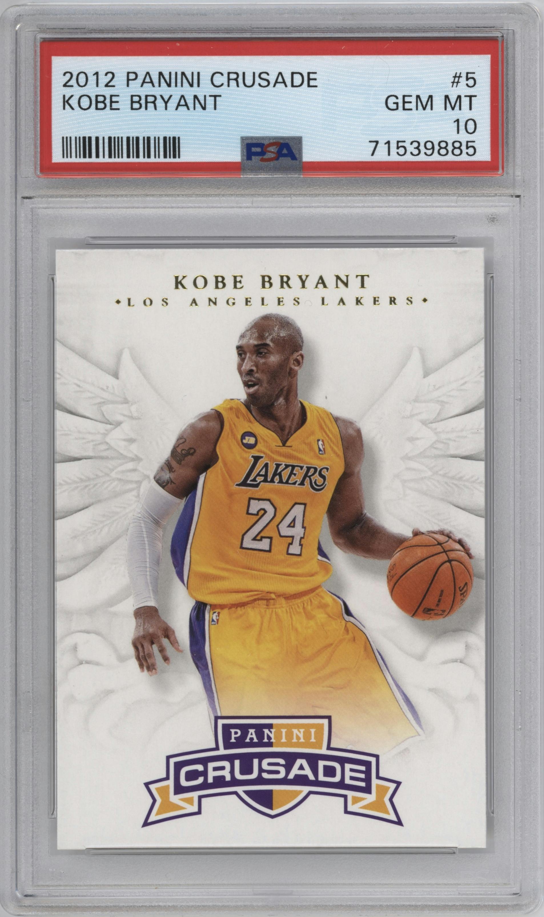 Kobe Bryant from the 2012-13 Panini Crusade set graded by PSA and given an overall grade of 10.