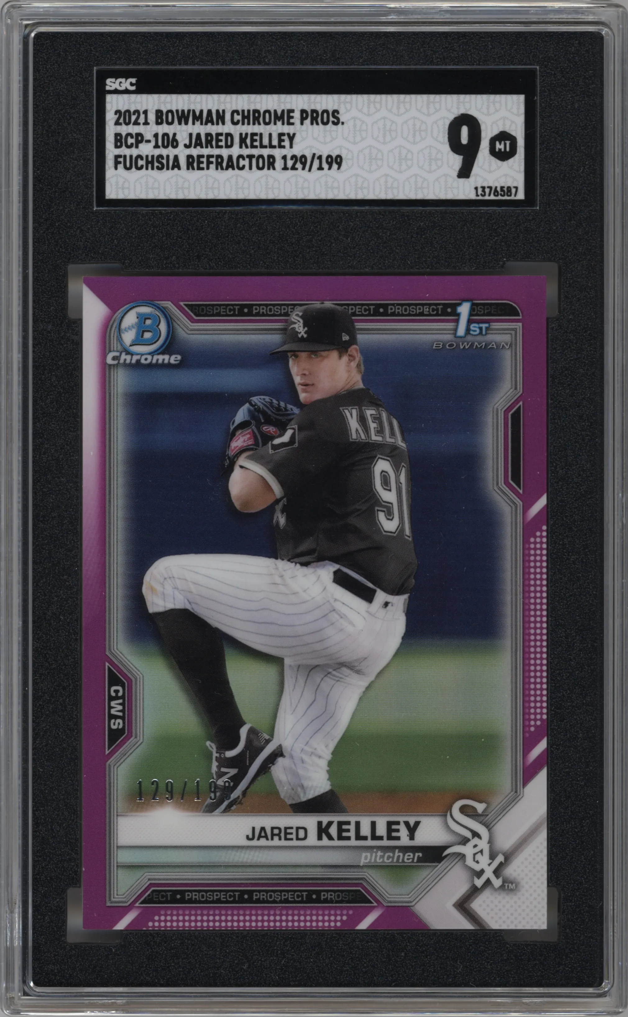 2021 Bowman Chr.Pros. Jared Kelley Fuchsia Refractor SGC 9