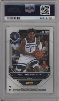 Anthony Edwards from the 2020-21 Panini Prizm set graded by PSA and given an overall grade of 10.